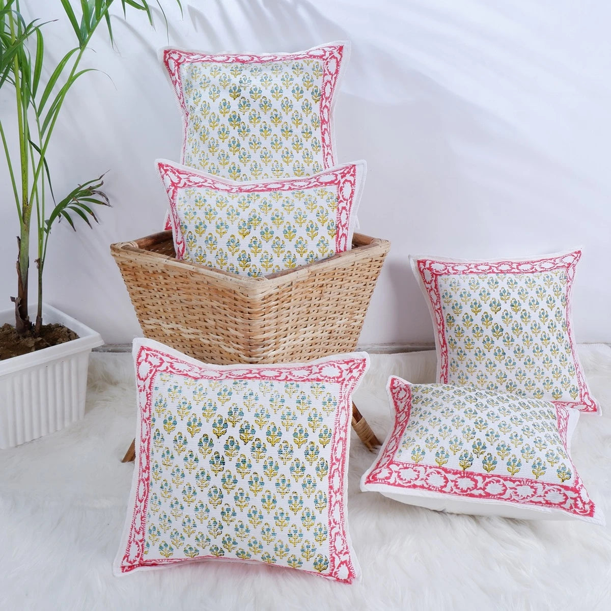 Prachi : Hand Block Printed Jute Cushion Covers