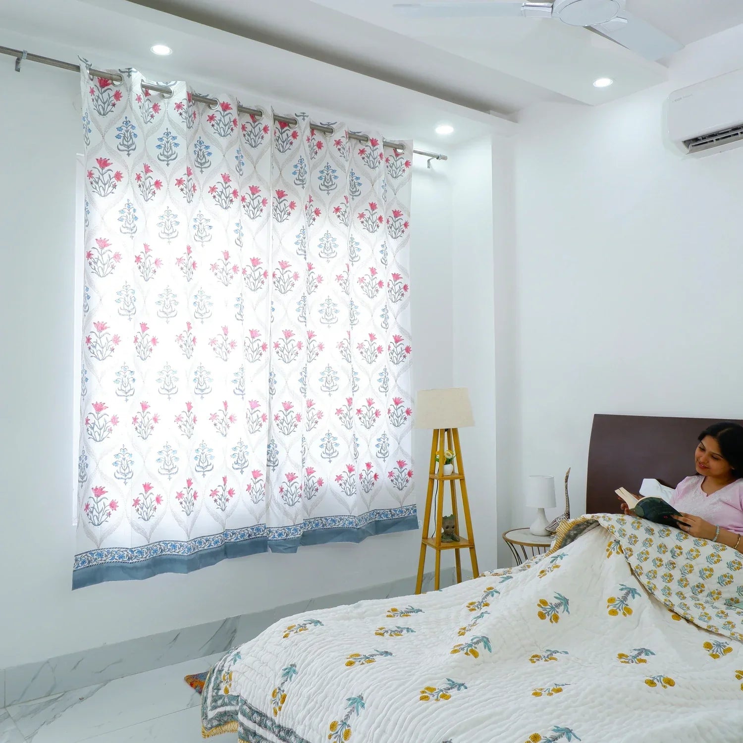 Hand Block Print Cotton Daylight Curtain - Gulrukh - Tarvik