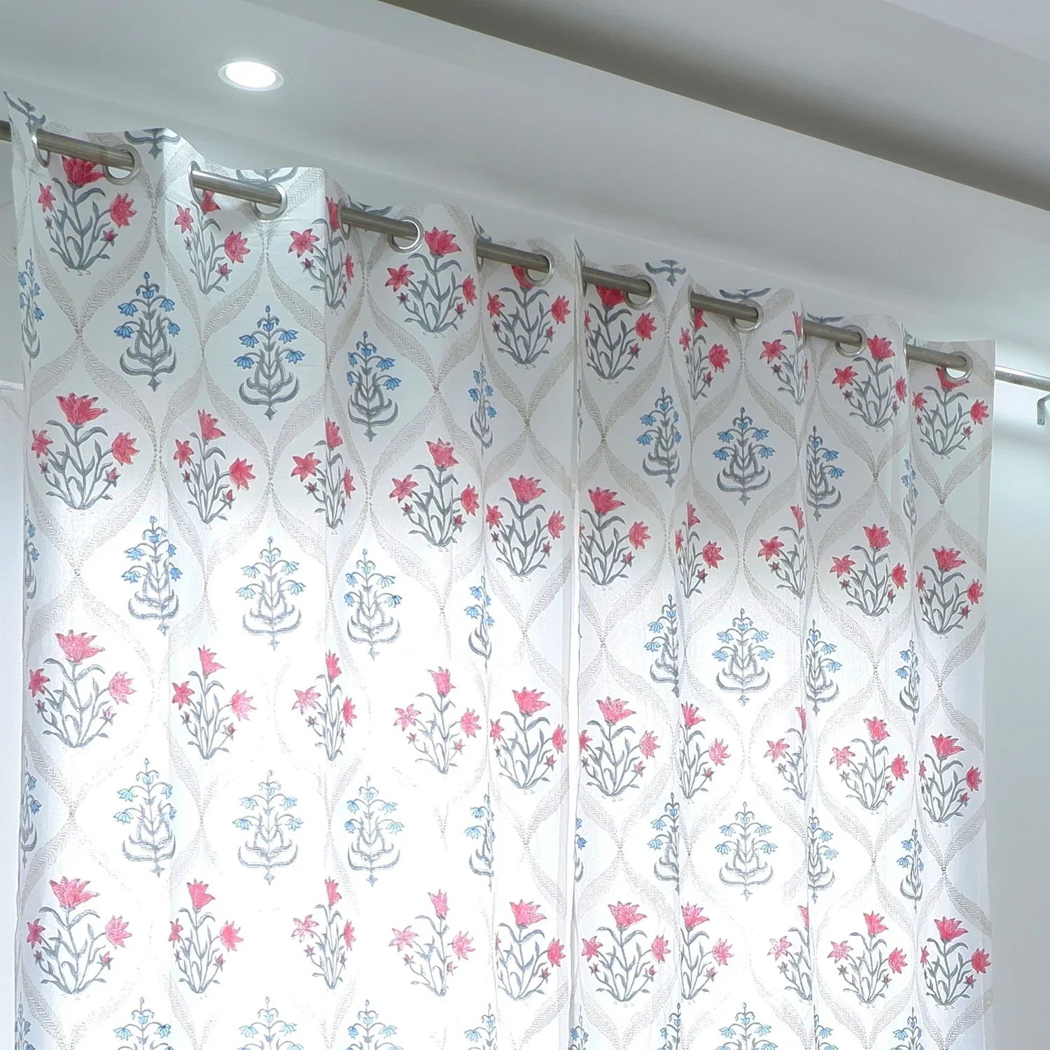 Hand Block Print Cotton Daylight Curtain - Gulrukh - Tarvik