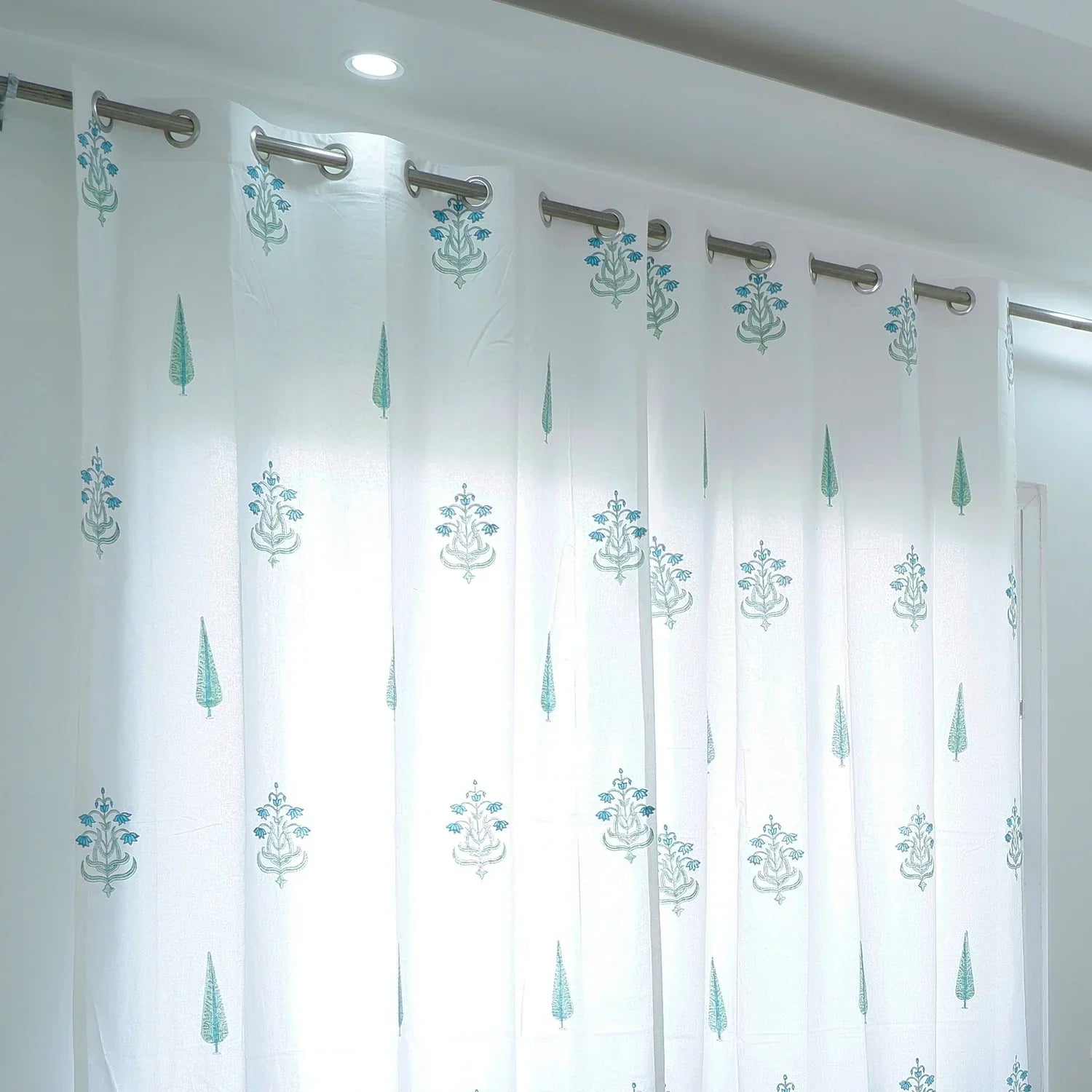 Hand Block Print Cotton Daylight Curtain - Mehnaz - Tarvik