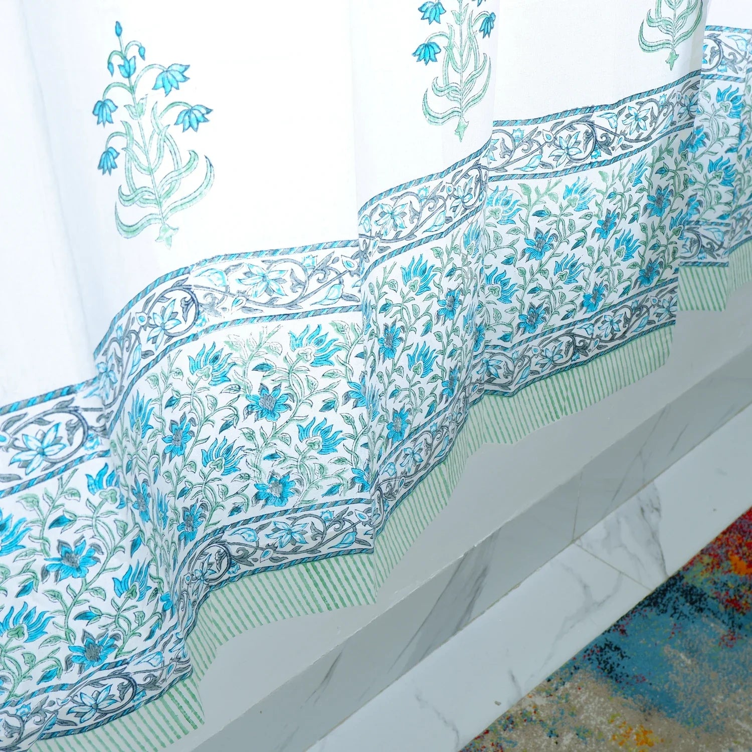 Hand Block Print Cotton Daylight Curtain - Mehnaz - Tarvik