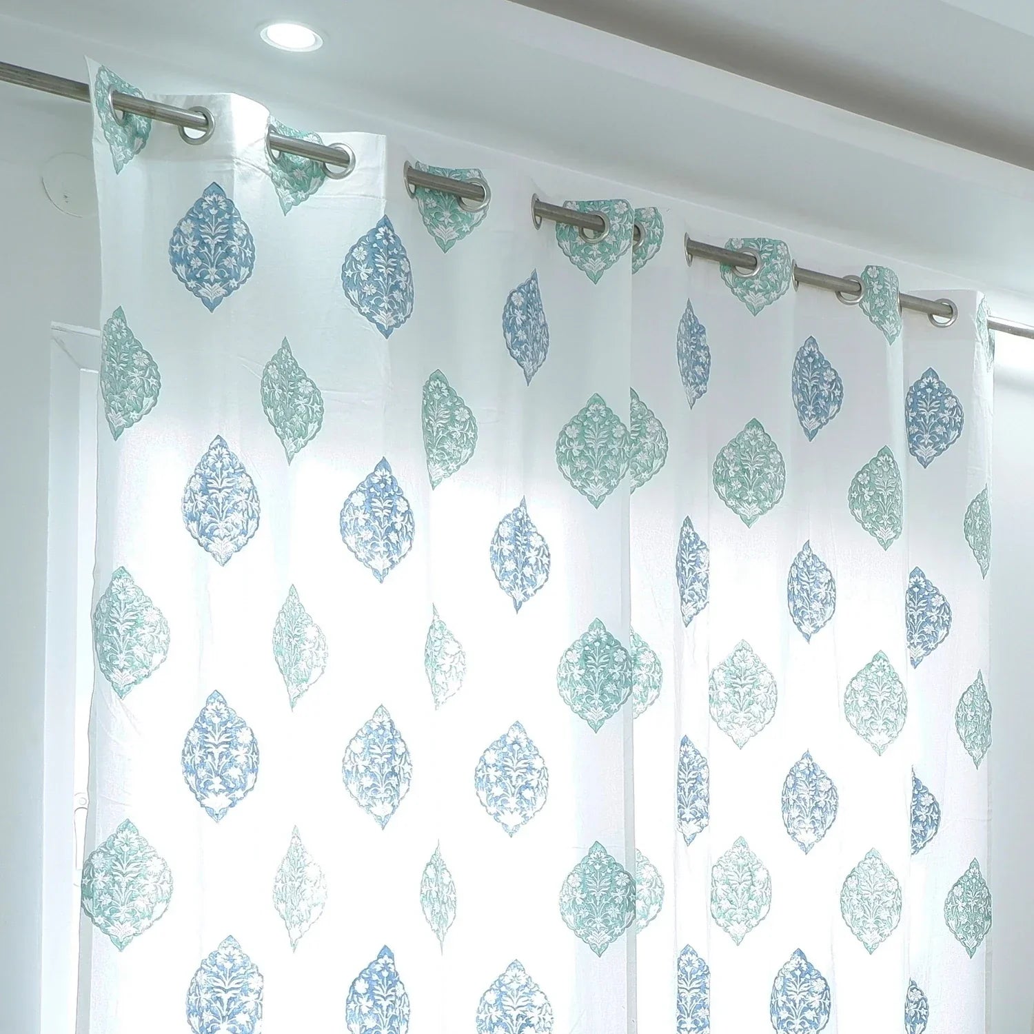 Hand Block Print Cotton Daylight Curtains - Mewar - Tarvik