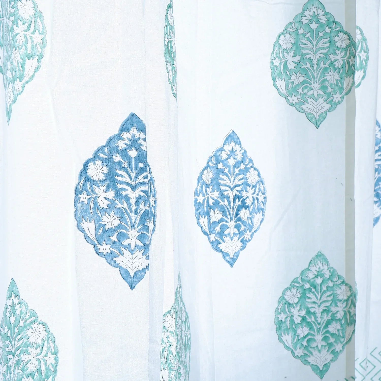 Hand Block Print Cotton Daylight Curtains - Mewar - Tarvik