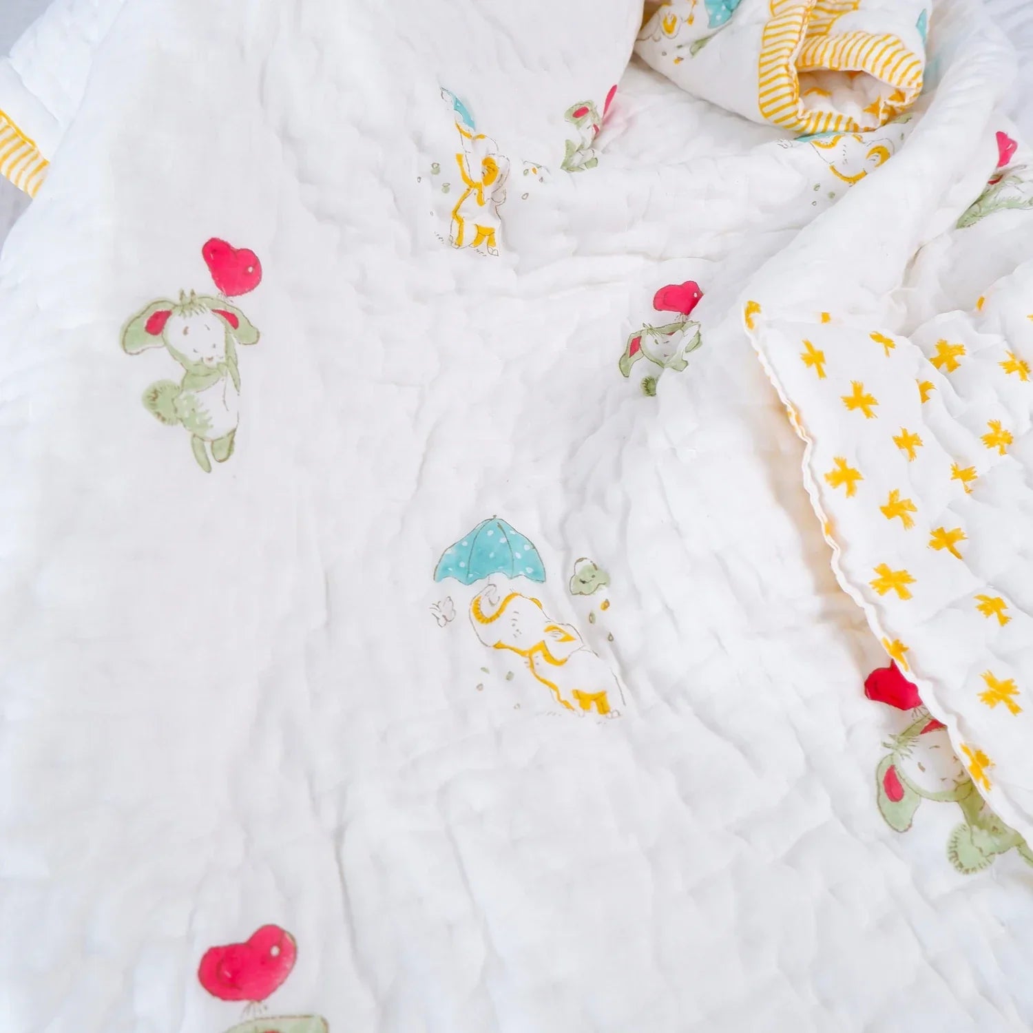 Hand Block Printed Kid's Cotton Quilt - Happyland - Tarvik
