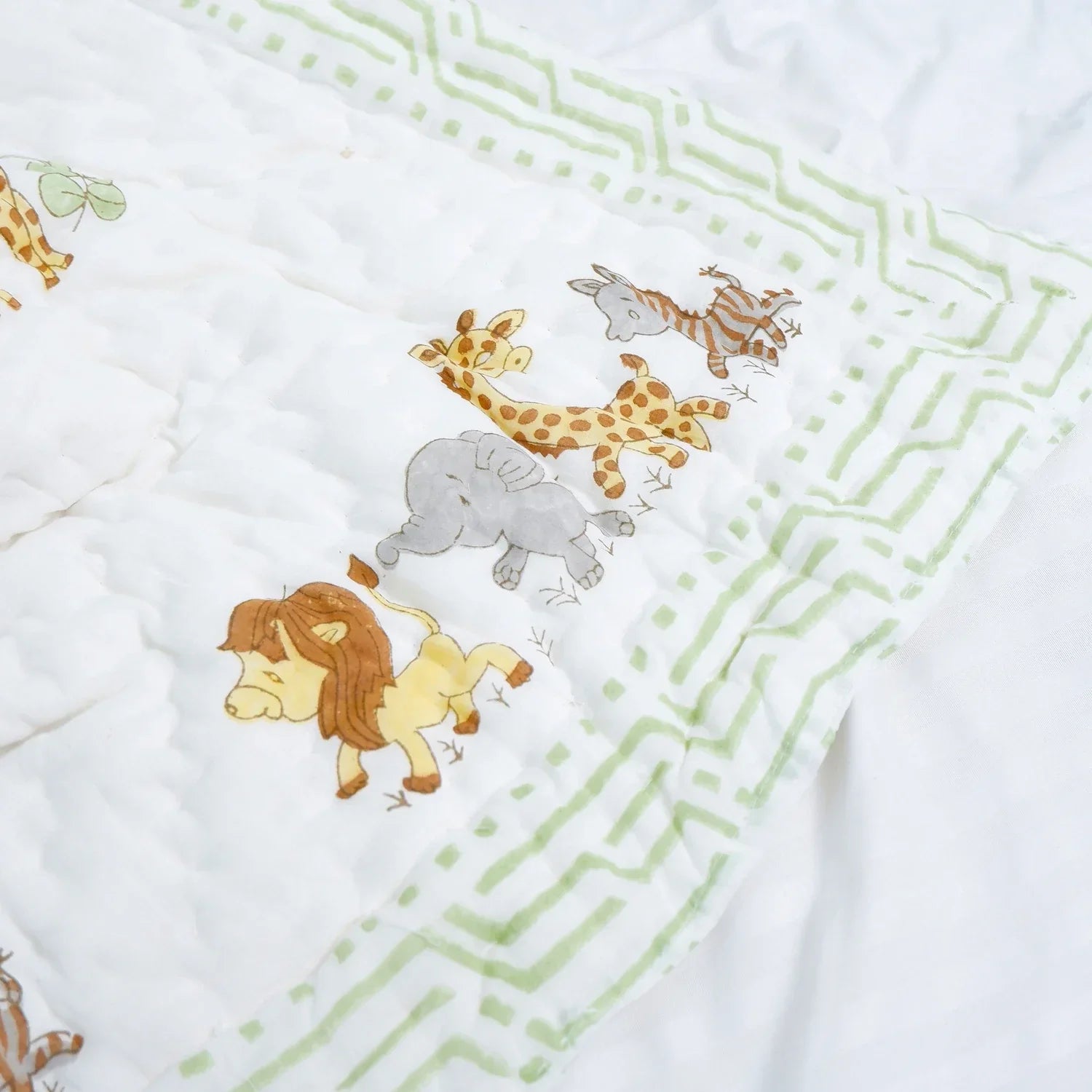 Hand Block Printed Kid's Cotton Quilt - Jungle - Tarvik