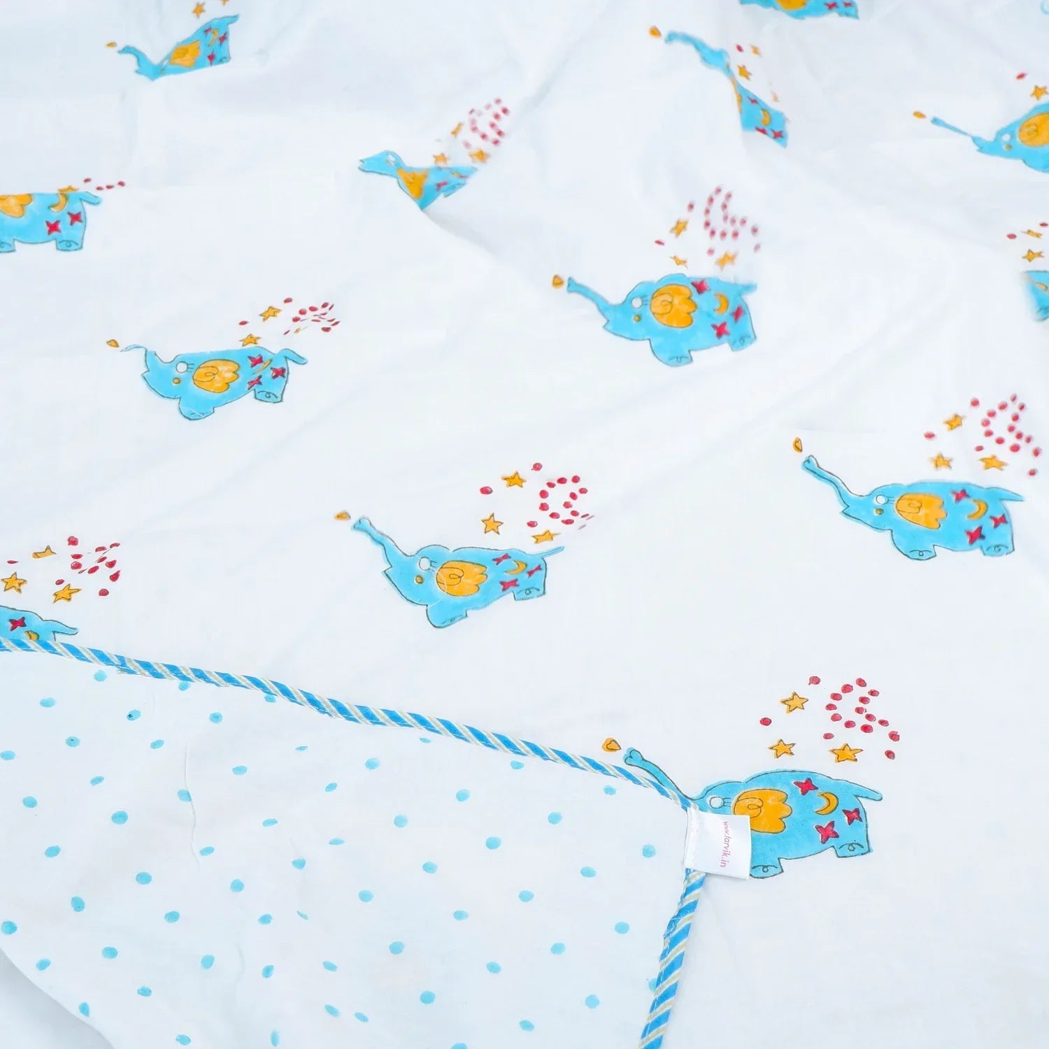 Single Bed Love Handblock Printed Children Bed Dohar - Tarvik