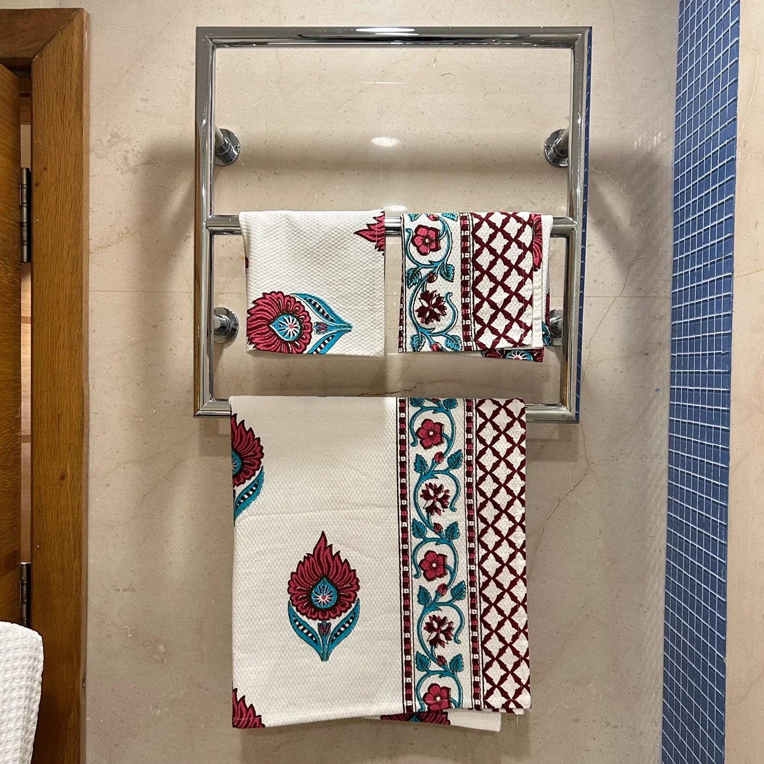 Hand & Bath Towel Set | Pure Cotton | Set of 3 | 300 GSM | Super-Soft, Absorbent & Odor Resistant - Afiya