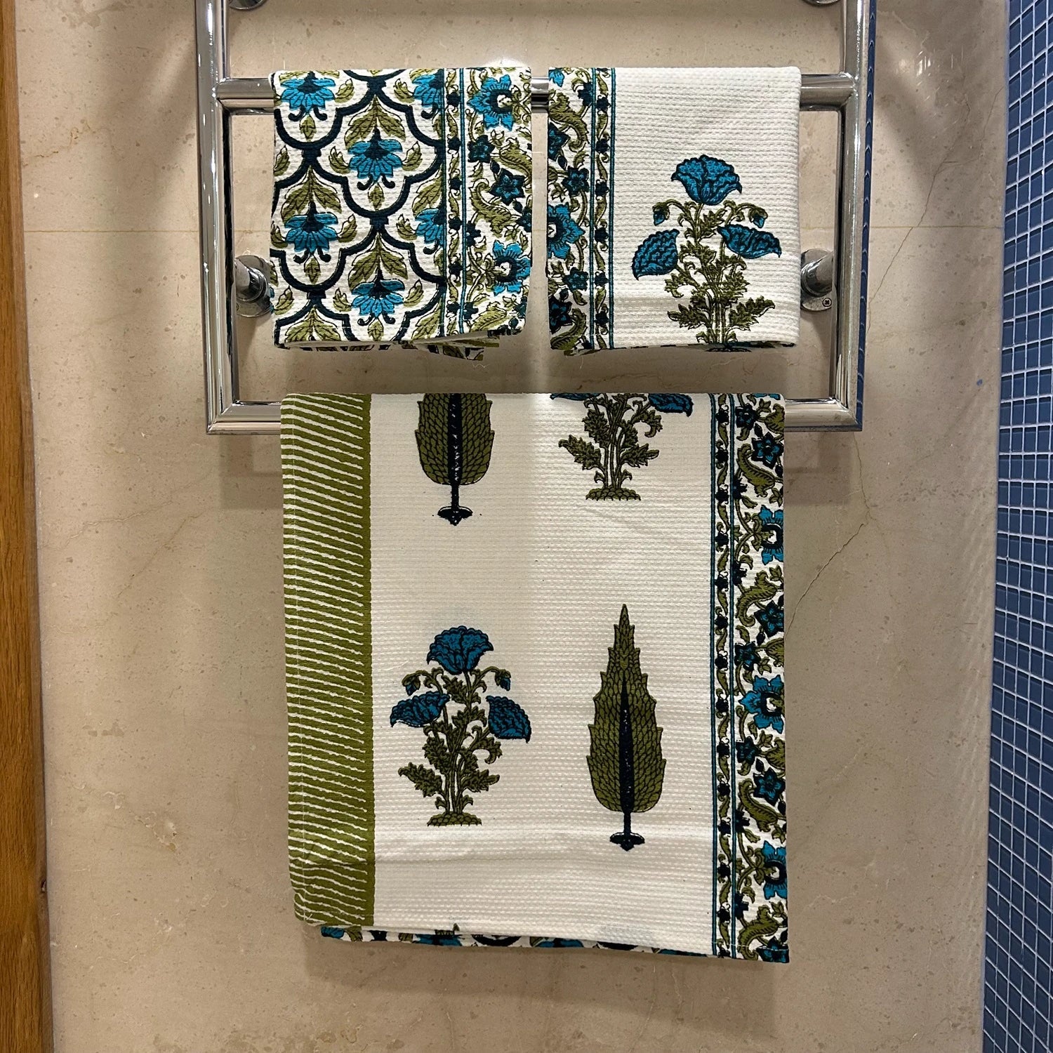 Hand & Bath Towel Set | Pure Cotton | Set of 3 | 300 GSM | Super-Soft, Absorbent & Odor Resistant - Naima