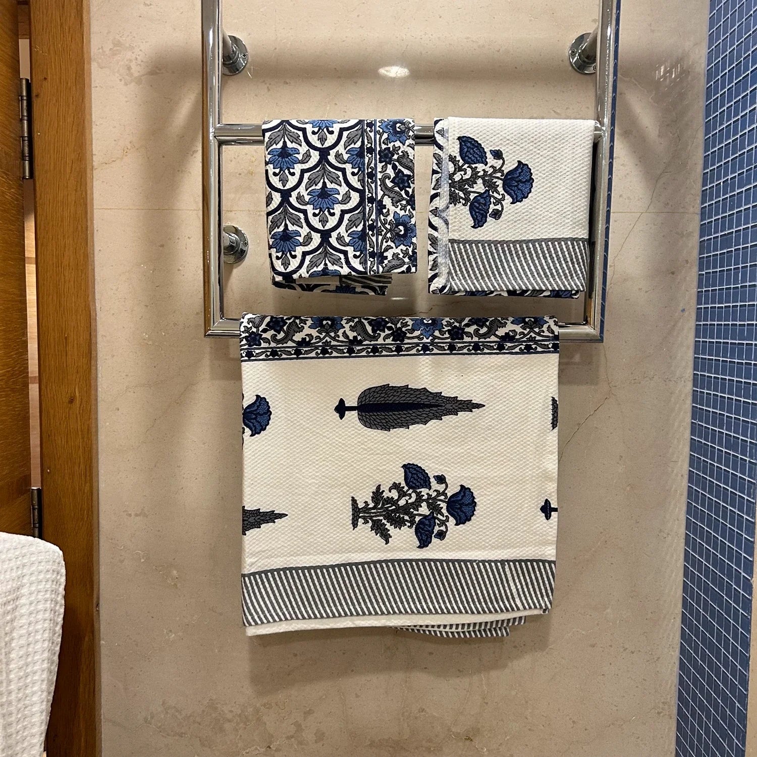 Hand & Bath Towel Set | Pure Cotton | Set of 3 | 300 GSM | Super-Soft, Absorbent & Odor Resistant - Kiran