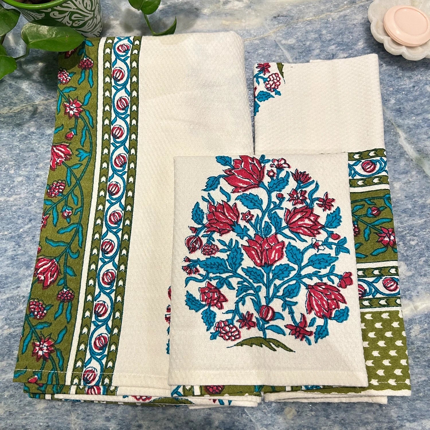 Hand & Bath Towel Set | Pure Cotton | Set of 3 | 300 GSM | Super-Soft, Absorbent & Odor Resistant - Hala