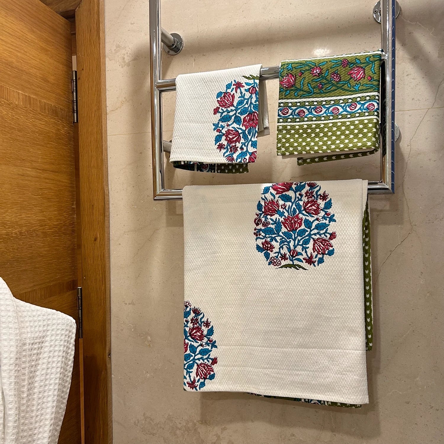 Hand & Bath Towel Set | Pure Cotton | Set of 3 | 300 GSM | Super-Soft, Absorbent & Odor Resistant - Hala