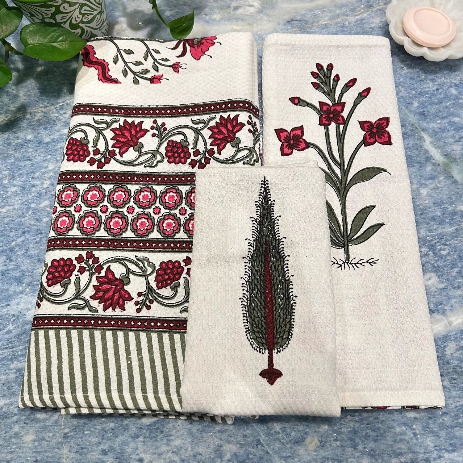 Hand & Bath Towel Set | Pure Cotton | Set of 3 | 300 GSM | Super-Soft, Absorbent & Odor Resistant - Ziya