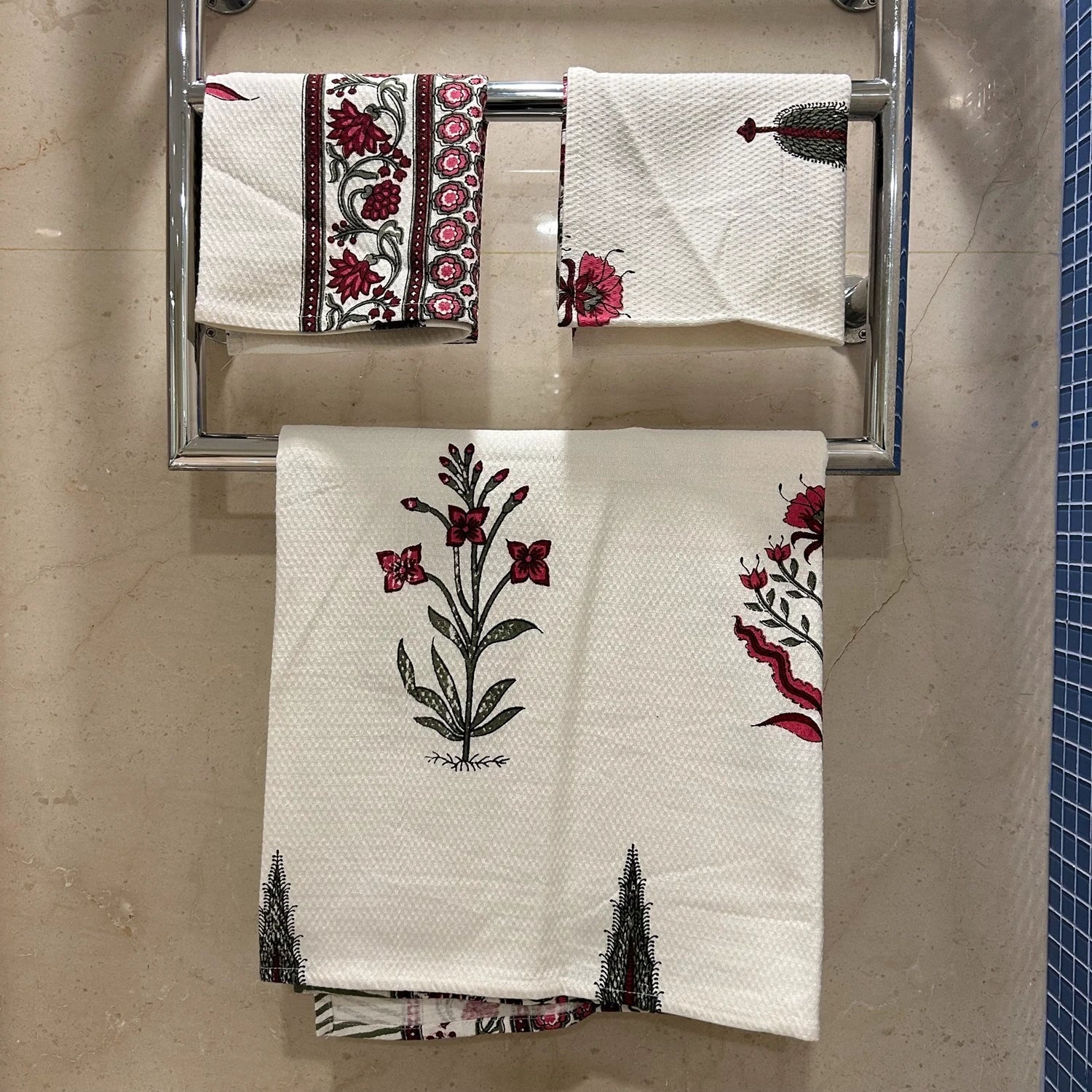 Hand & Bath Towel Set | Pure Cotton | Set of 3 | 300 GSM | Super-Soft, Absorbent & Odor Resistant - Ziya