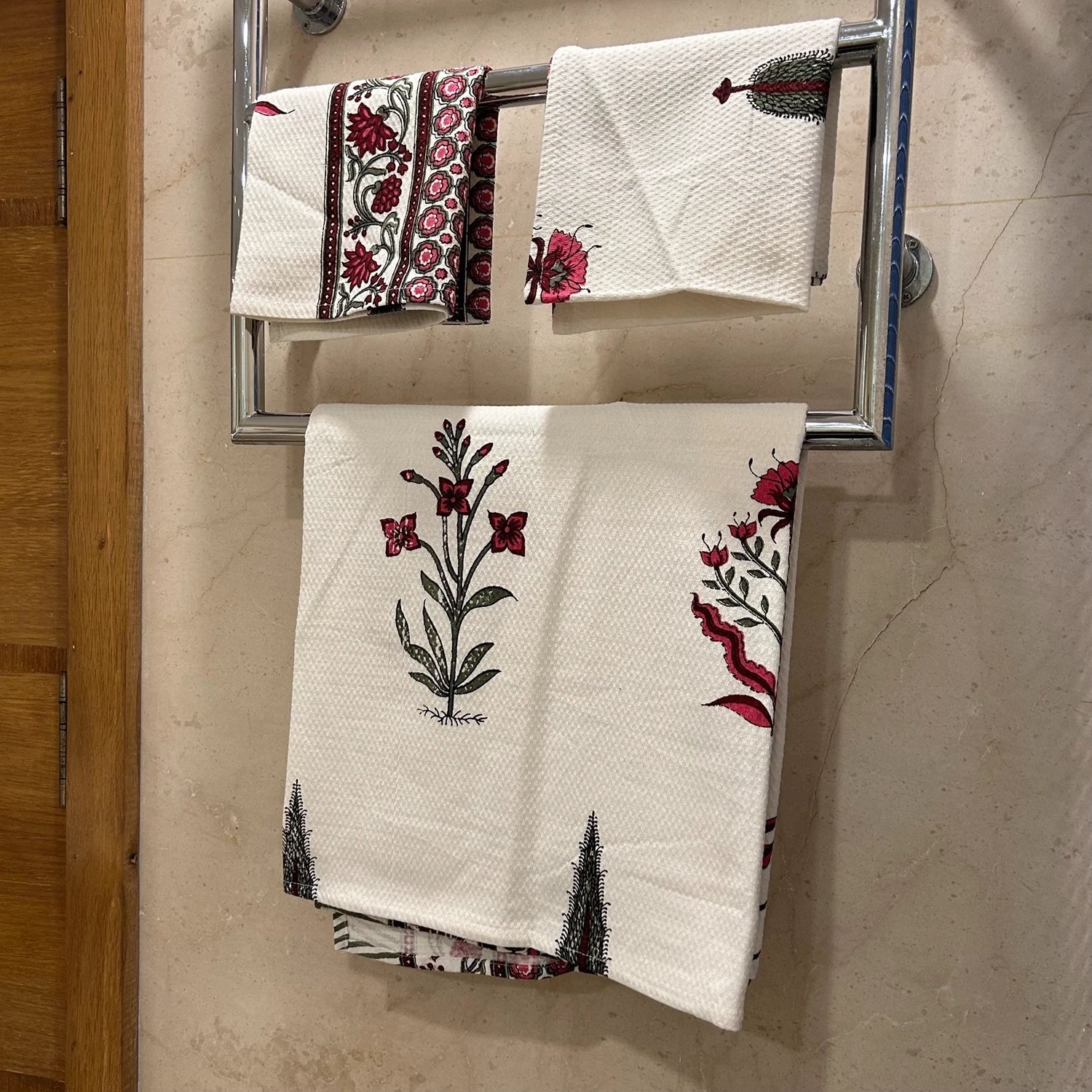 Hand & Bath Towel Set | Pure Cotton | Set of 3 | 300 GSM | Super-Soft, Absorbent & Odor Resistant - Ziya