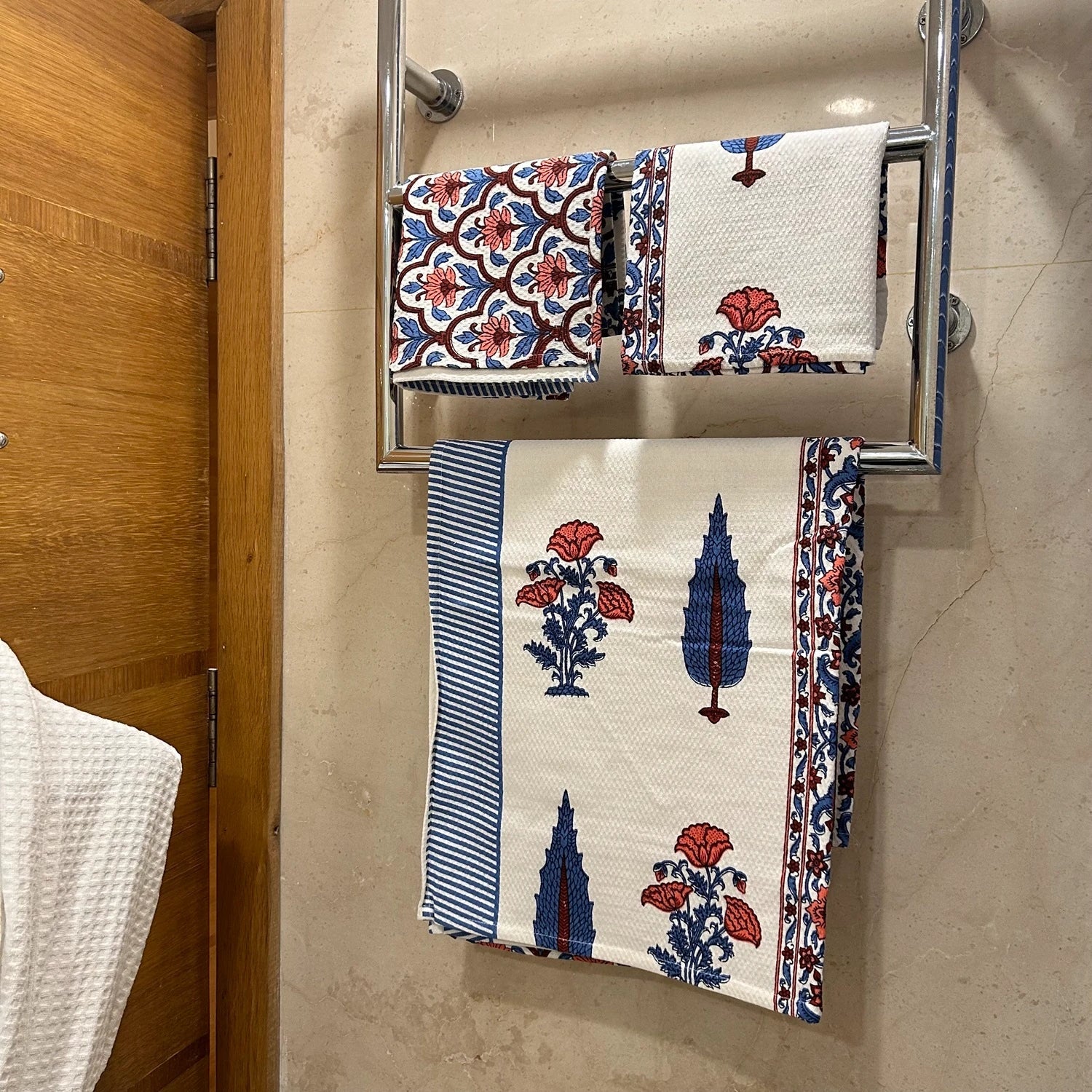 Hand & Bath Towel Set | Pure Cotton | Set of 3 | 300 GSM | Super-Soft, Absorbent & Odor Resistant - Mahira