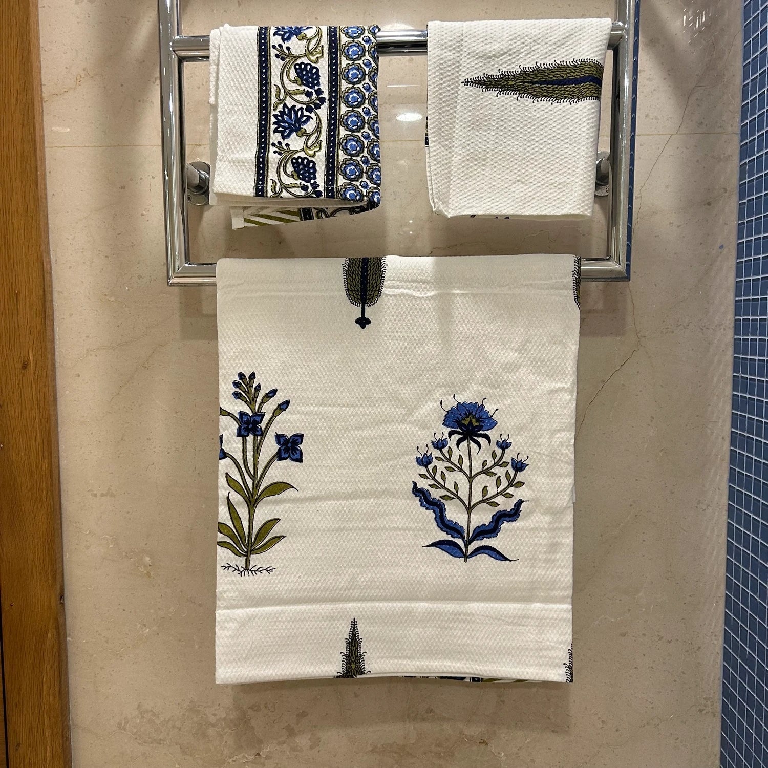 Hand & Bath Towel Set | Pure Cotton | Set of 3 | 300 GSM | Super-Soft, Absorbent & Odor Resistant - Rania