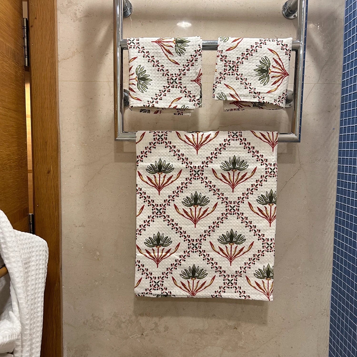 Hand & Bath Towel Set | Pure Cotton | Set of 3 | 300 GSM | Super-Soft, Absorbent & Odor Resistant - Sabeen