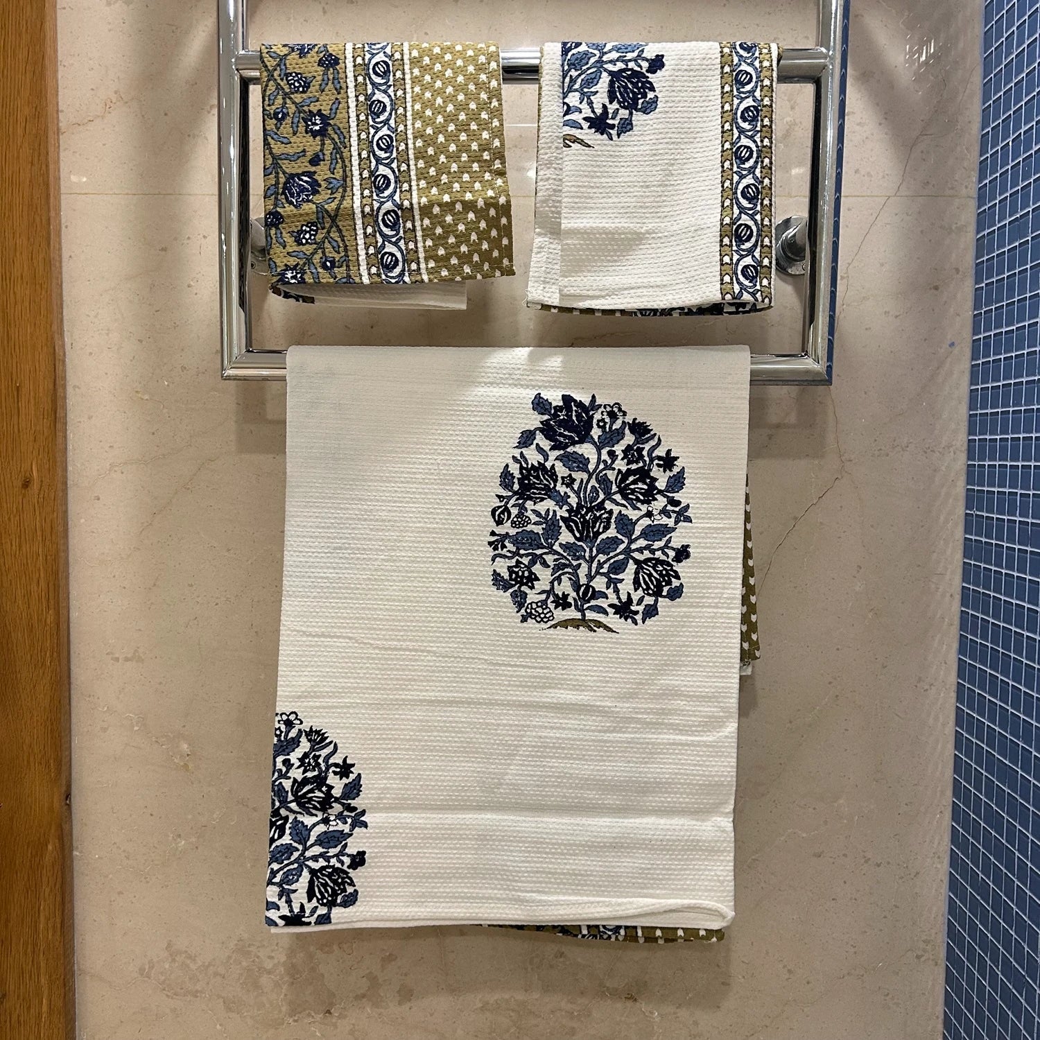 Hand & Bath Towel Set | Pure Cotton | Set of 3 | 300 GSM | Super-Soft, Absorbent & Odor Resistant - Laila