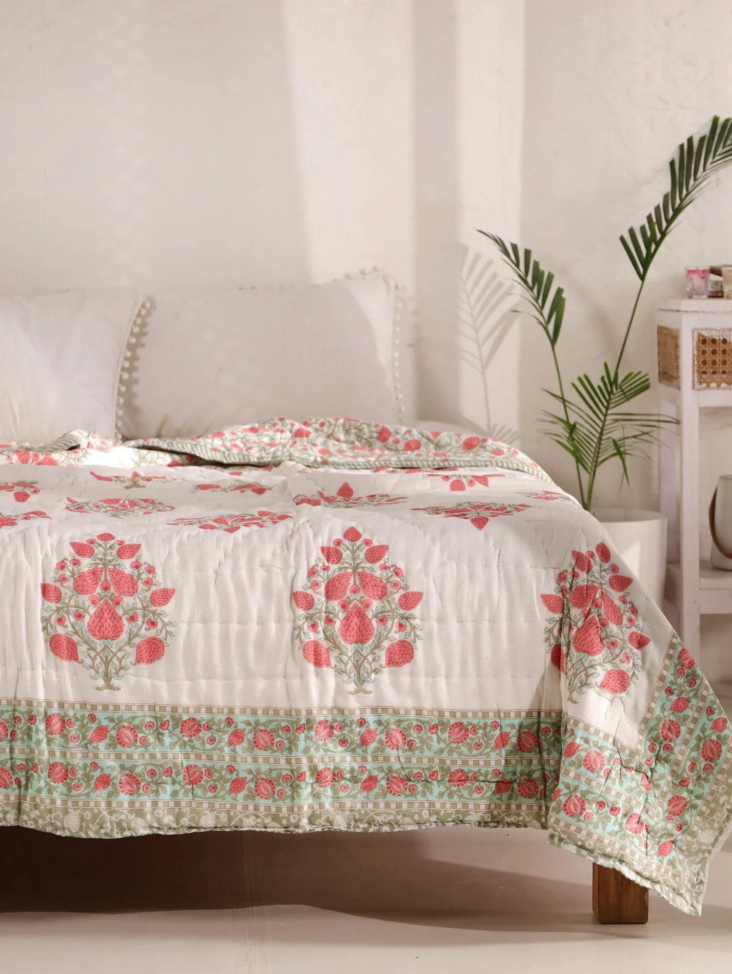 All Season Jaipuri Quilt | 100% Pure Cotton | Block Print | Single Bed - Asta