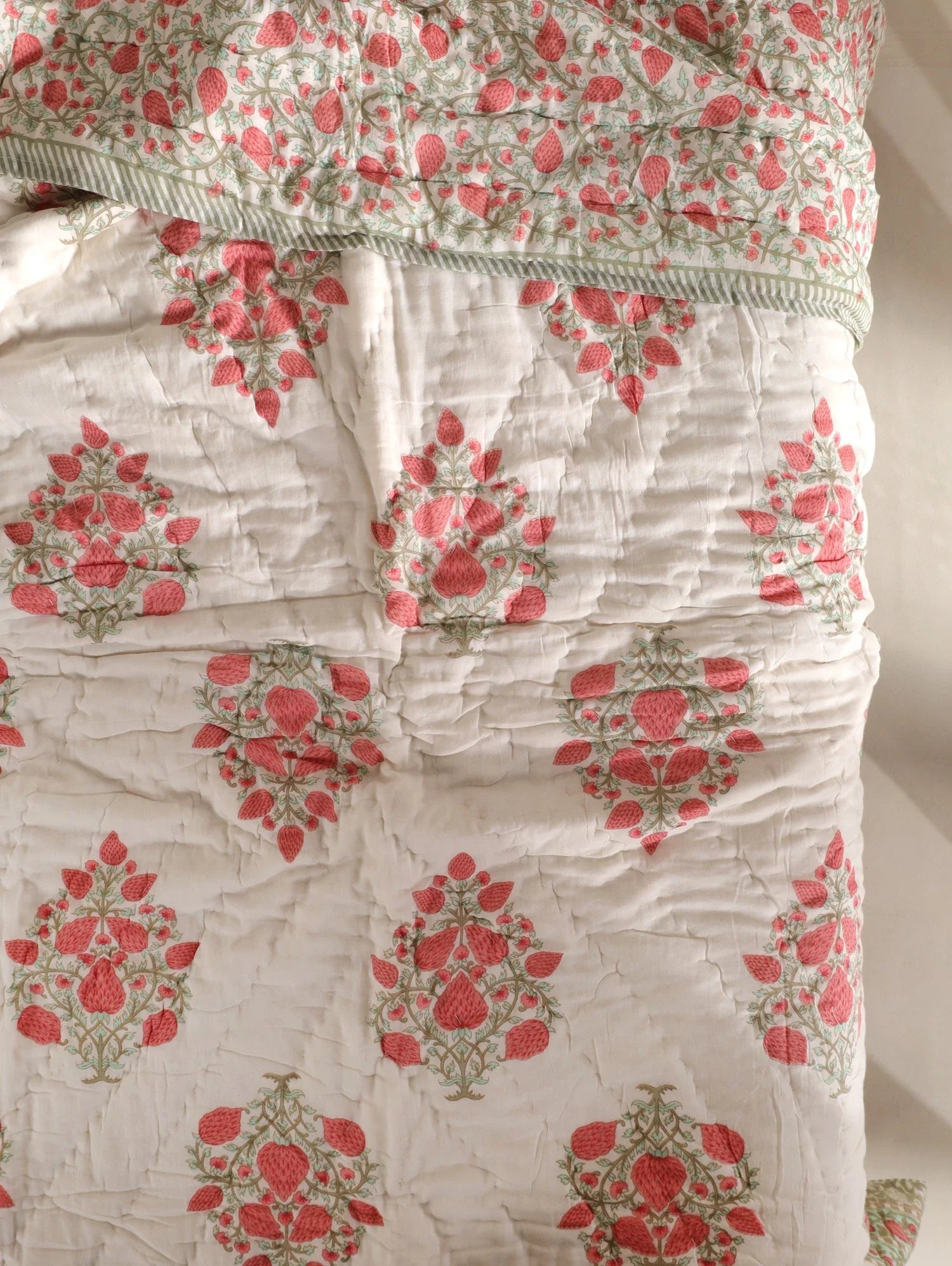 All Season Jaipuri Quilt | 100% Pure Cotton | Block Print | Single Bed - Asta