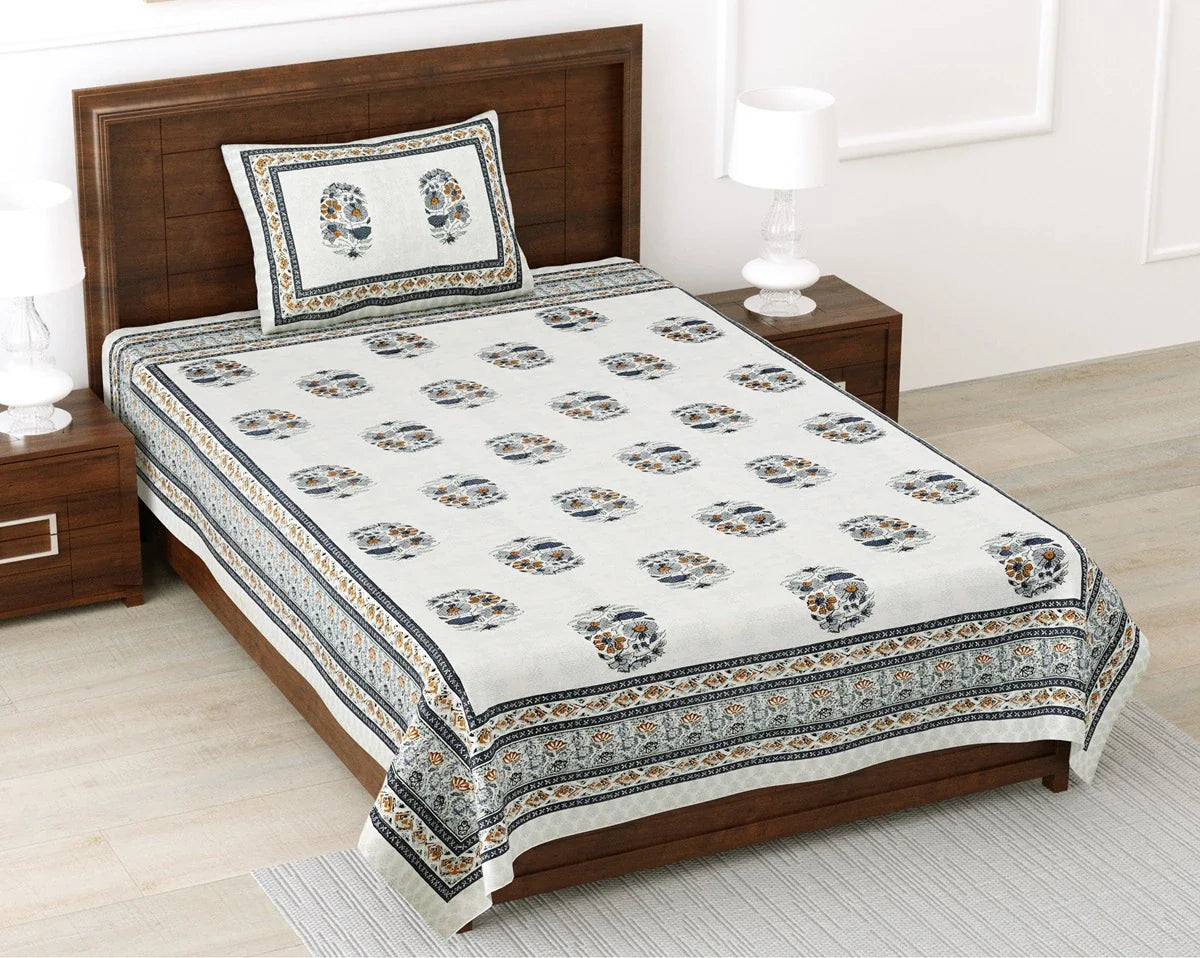 100% Pure Cotton | Single Bed | Bed Sheet - Meera