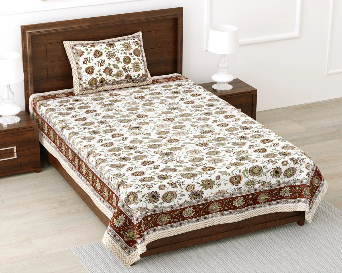 100% Pure Cotton | Single Bed | Bed Sheet - Kavya