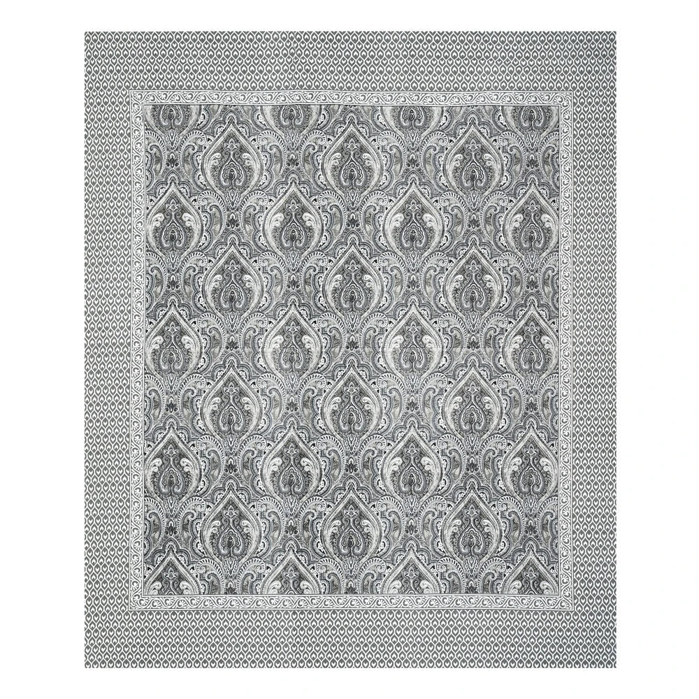 Jaipuri Cotton Double Bedsheet – Black & White Paisley (90x108 inches)