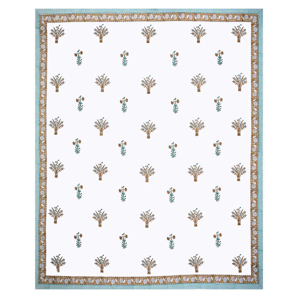 Jaipuri Cotton Double Bedsheet Set - Yellow Floral (108x108 inches)