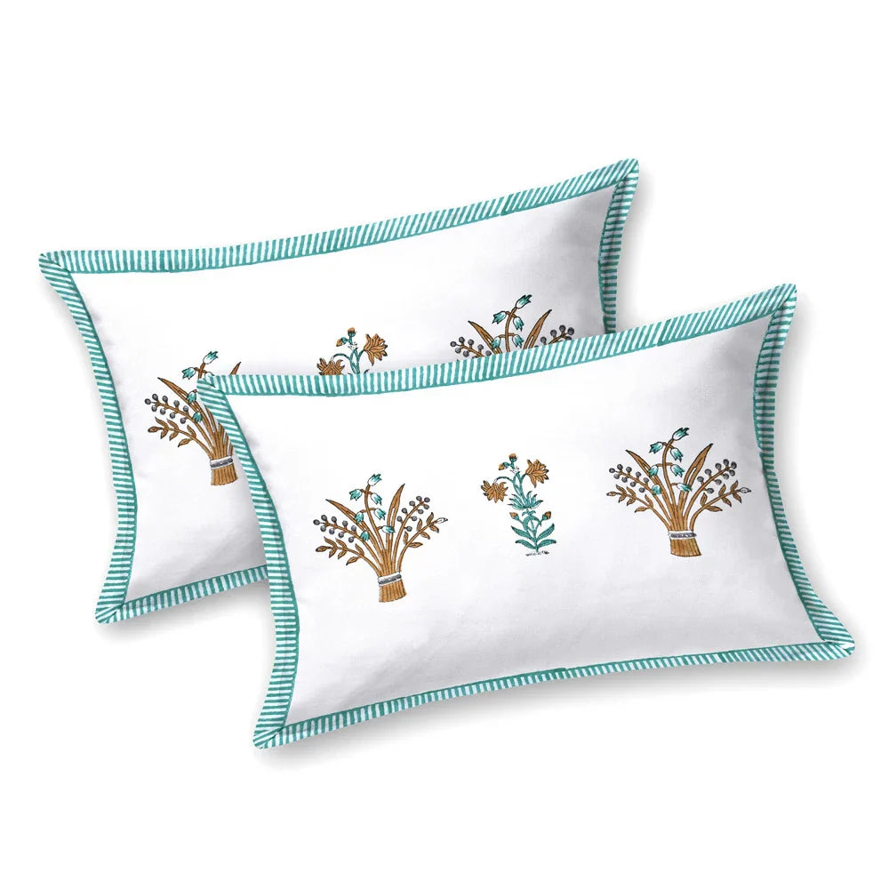 Jaipuri Cotton Double Bedsheet Set - Yellow Floral (108x108 inches)