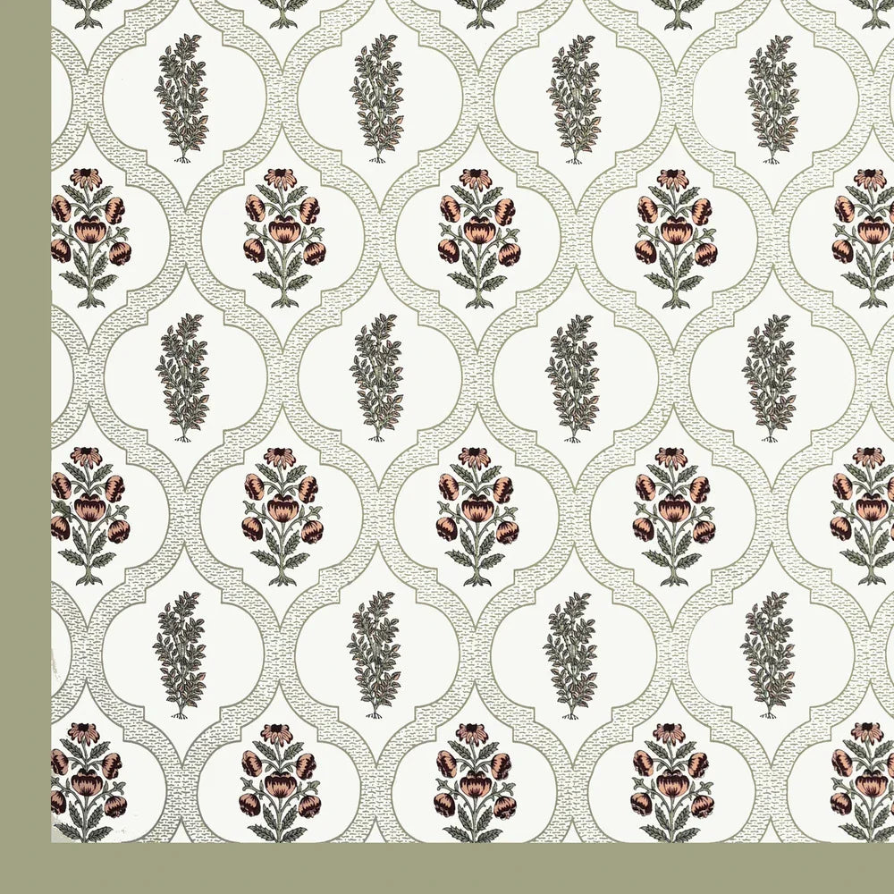 Jaipuri Cotton Double Bedsheet Set - Green Mughal Jaal (90x108 inches)