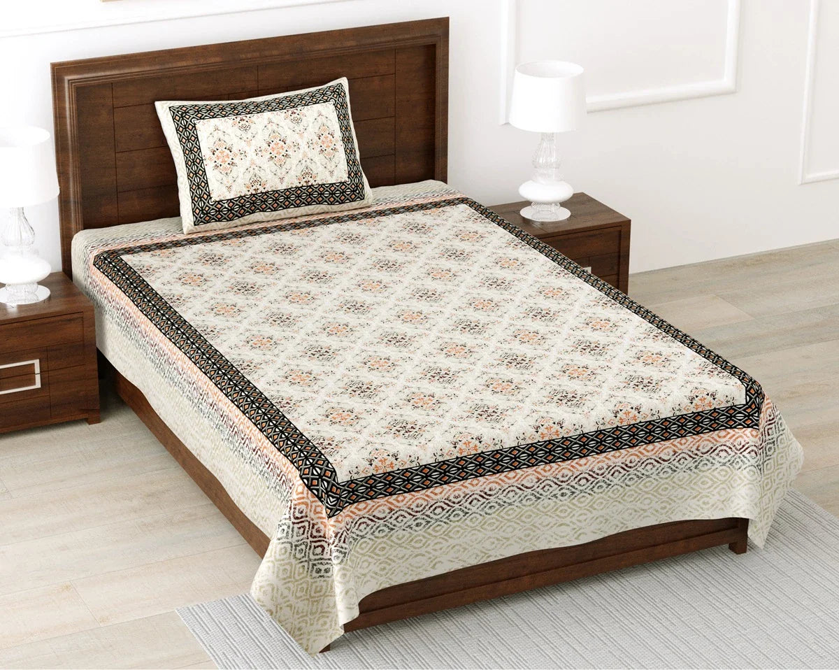 100% Pure Cotton | Single Bed | Bed Sheet - Aarohi
