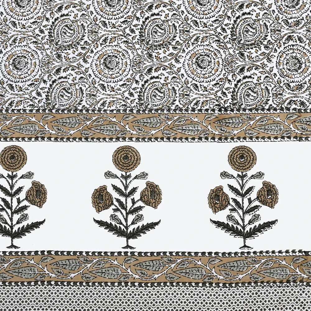 Jaipuri Cotton Double Bedsheet Set - Yellow Floral Jaal (108x108 inches)