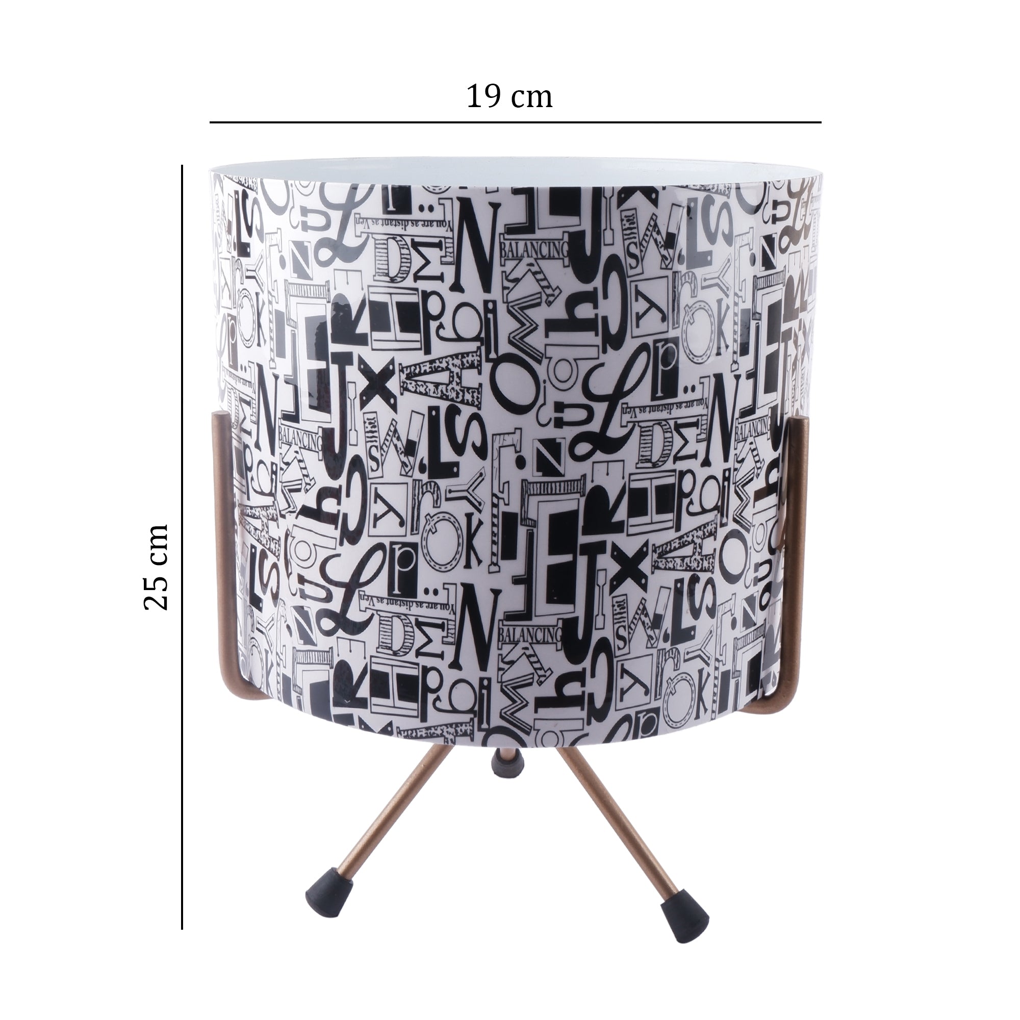 Designer metal flower pot with stylish geometric patterns and tripod legs for modern home decor