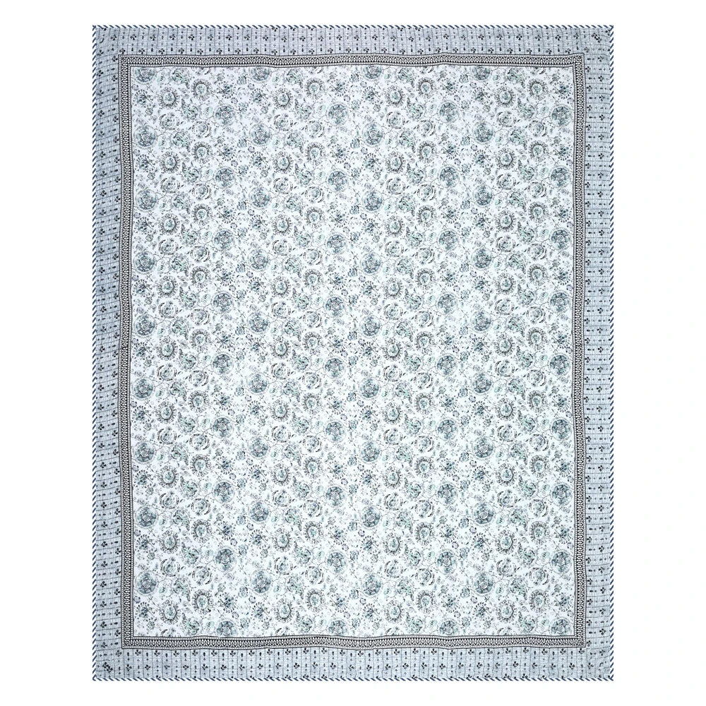 All Season Jaipuri AC Blanket | 100% Cotton | Block Print | Double Bed - Floral Jaal (90X108 inches)