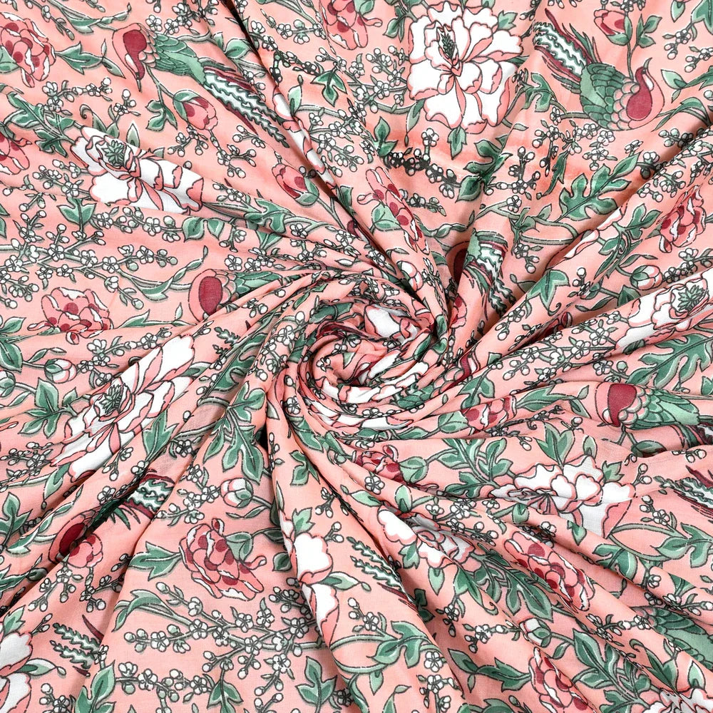 All Season Jaipuri AC Blanket | 100% Cotton | Block Print | Double Bed - Gulab Vatika (90X108 inches)