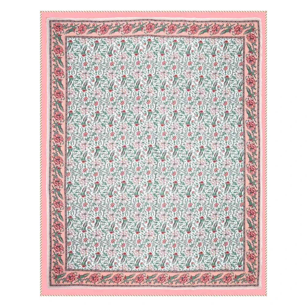All Season Jaipuri AC Blanket | 100% Cotton | Block Print | Double Bed - Gulab Vatika (90X108 inches)