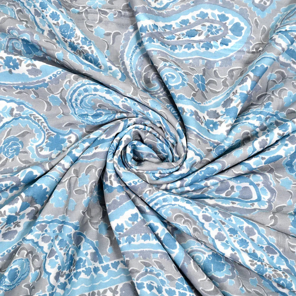 All Season Jaipuri AC Blanket | 100% Cotton | Block Print | Double Bed - Blue Sanganeri (90X108 inches)