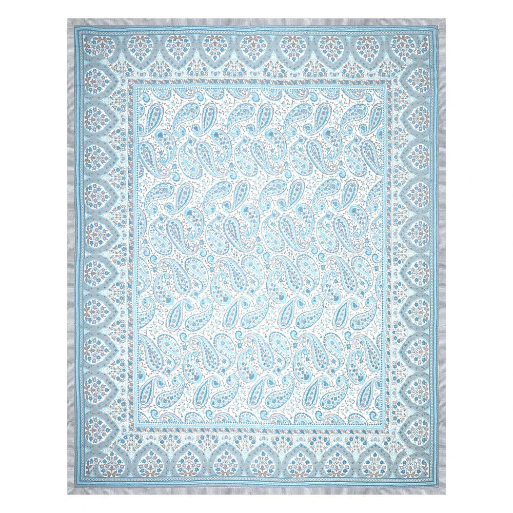 All Season Jaipuri AC Blanket | 100% Cotton | Block Print | Double Bed - Blue Sanganeri (90X108 inches)