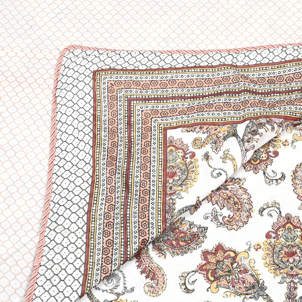 All Season Jaipuri AC Blanket | 100% Cotton | Block Print | Double Bed - Keri Buta (90X108 inches)