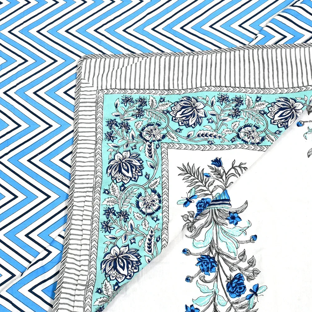 All Season Jaipuri AC Blanket | 100% Cotton | Block Print | Double Bed - Kamal Leheriya (90X108 inches)