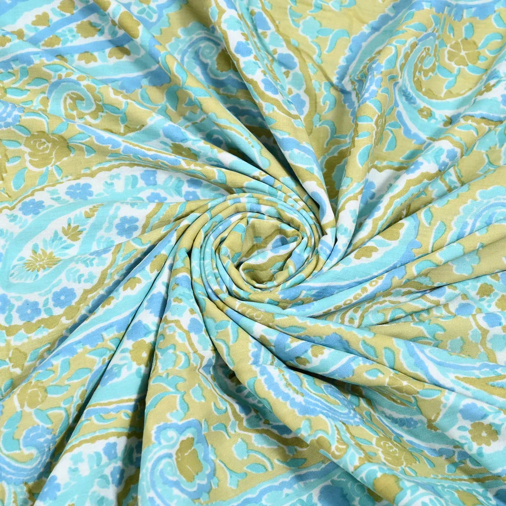 All Season Jaipuri Blanket | 100% Cotton | Block Print | Single Bed  –  Mughal Jaal Yellow (63X90 Inches)