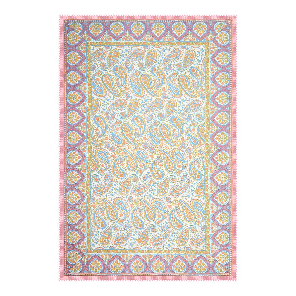 All Season Jaipuri Blanket | 100% Cotton | Block Print | Single Bed  –  Pink Mughal Jaal (63X90 Inches)