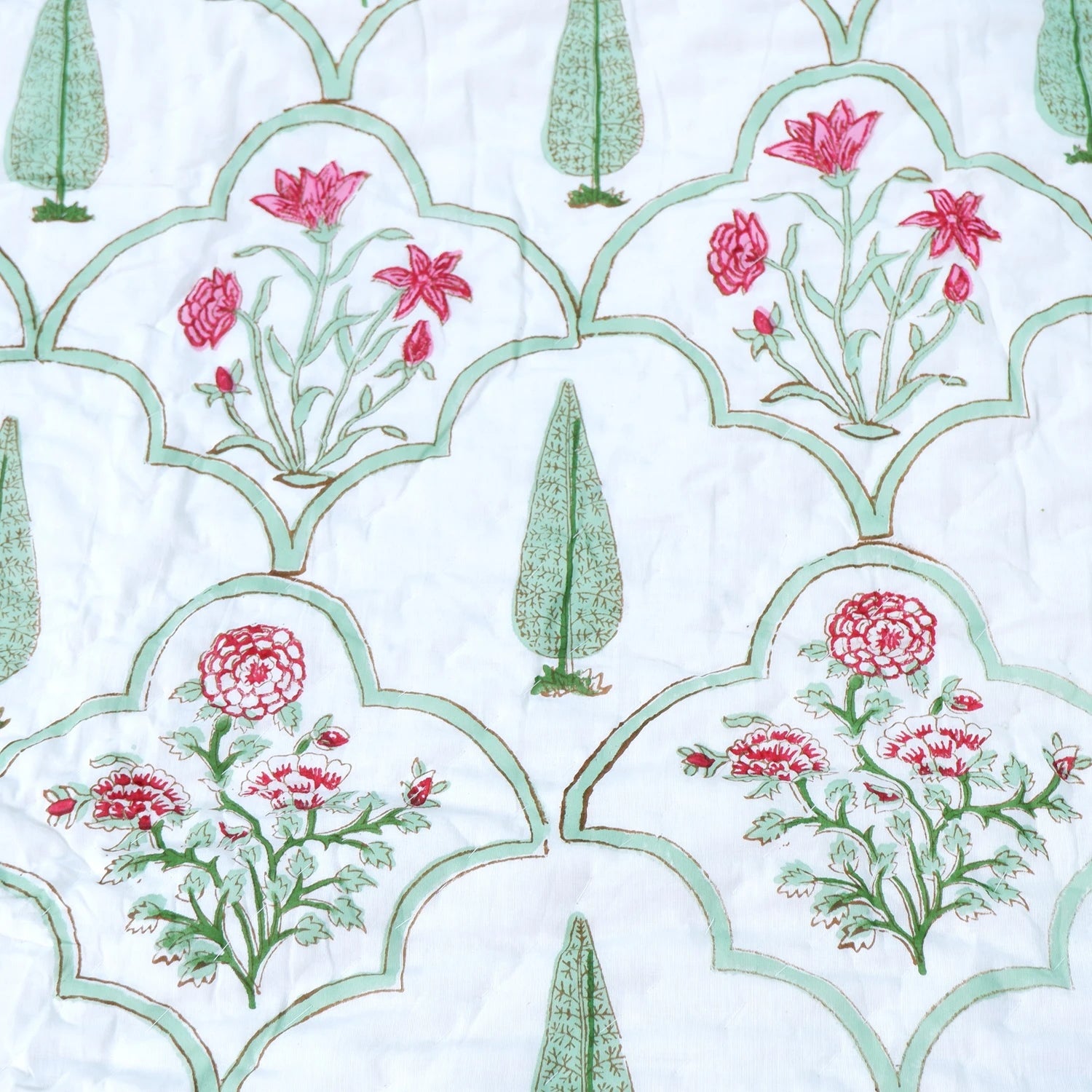 Jaipuri quilts double bed with intricate floral patterns in vibrant colors for stylish bedroom decor