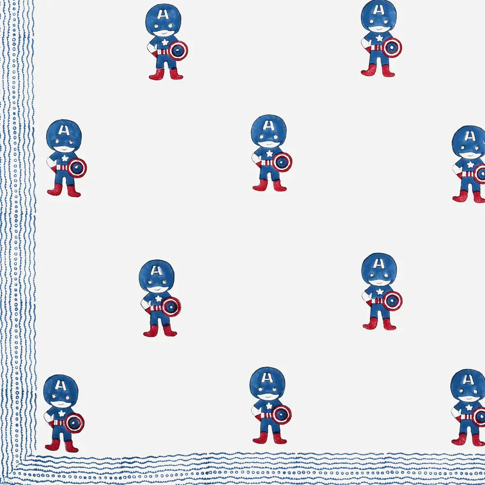 Captain America Printed Kids Cotton Dohar - Single Bed Size (40x60 Inches)