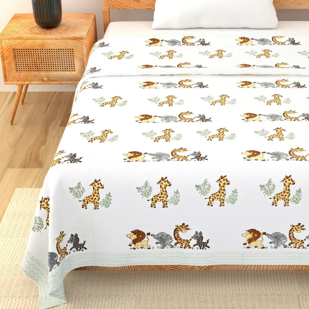 Jungle Safari Printed Kids Cotton Dohar - Single Bed Size  (40x60 Inches)