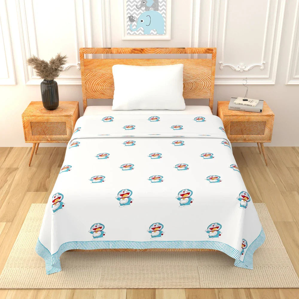Doraemon Printed Kids Cotton Dohar - Single Bed Size (40x60 Inches)