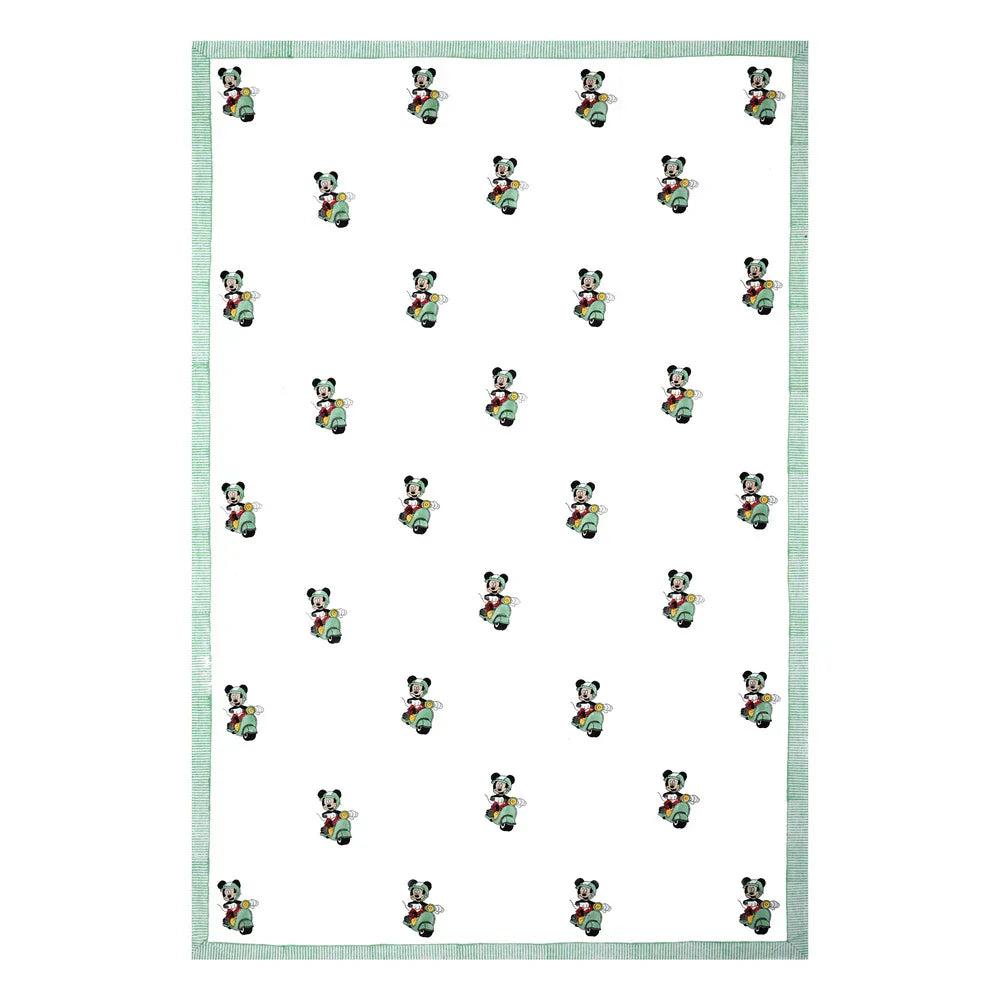 Mickey Scooter Printed Kids Cotton Dohar - Single Bed Size (40x60 Inches)
