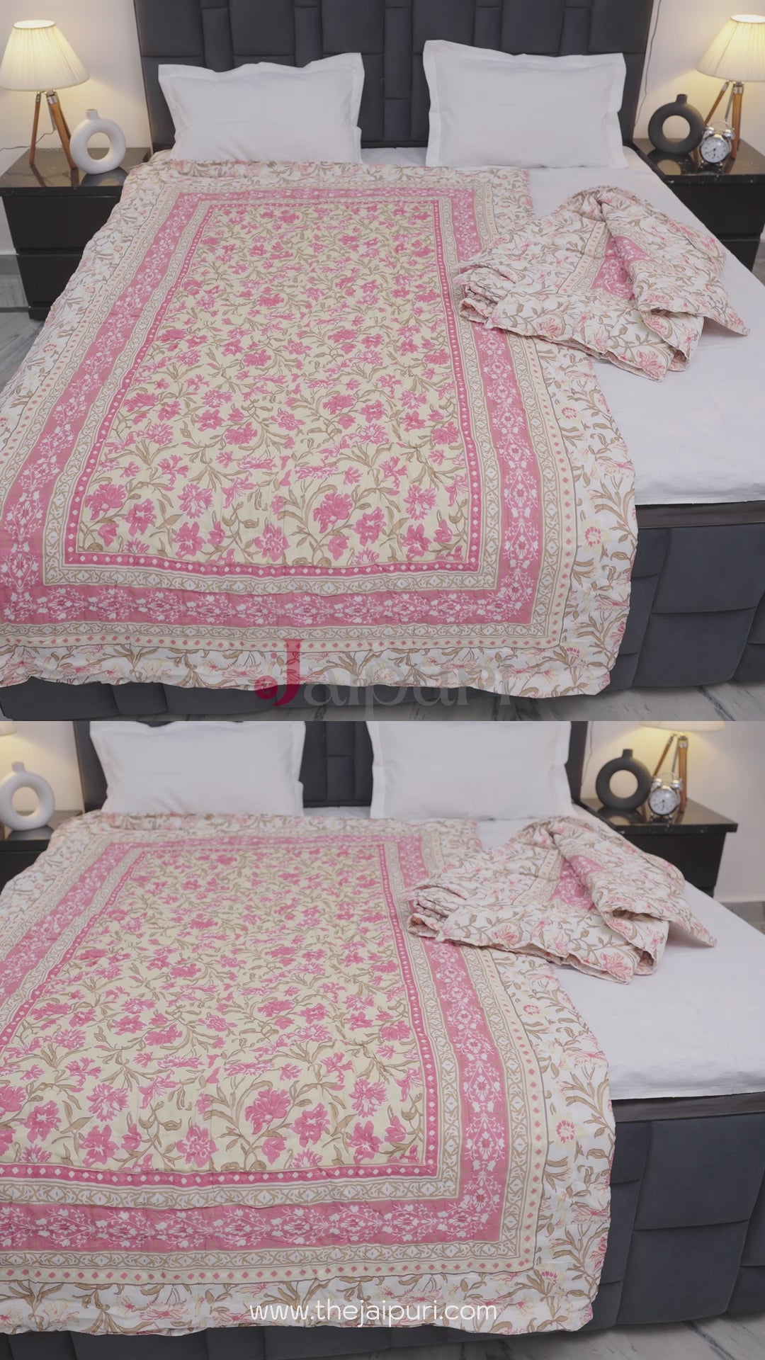 Jaipuri Quilts | 100% Pure Cotton | Block Print | Single Bed - Anushka