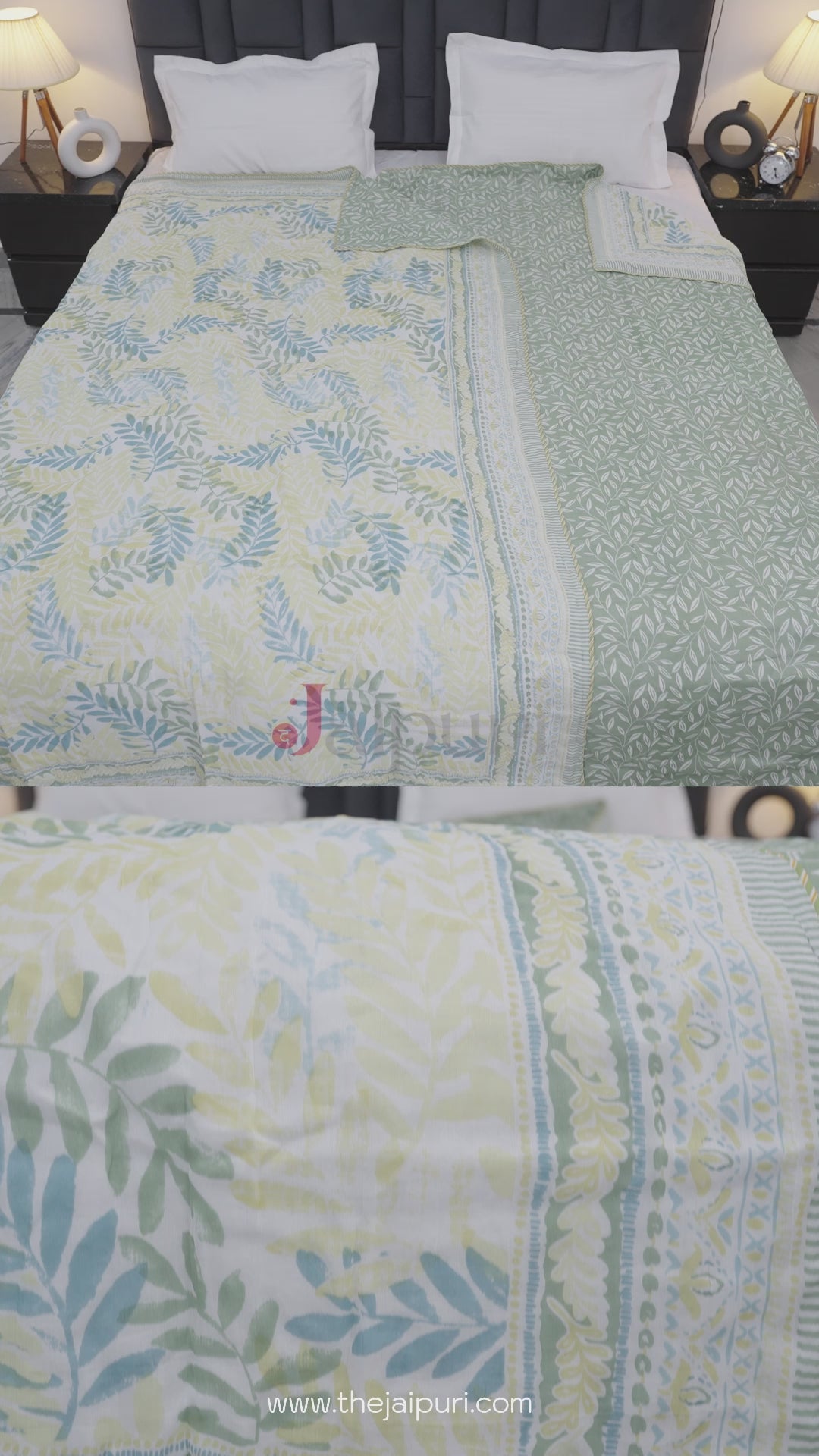 Hand Block Print Mulmul Cotton Dohar | Green Valley Vibes - Set of 2