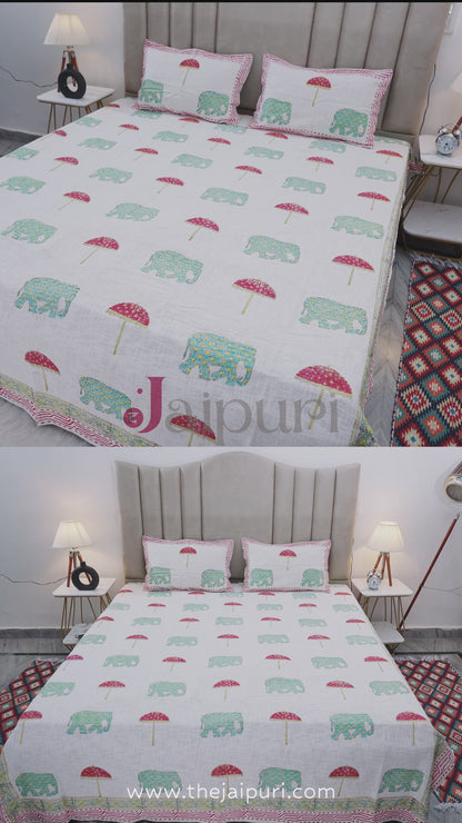 Premium Block Print Jute Cotton Bedcover | Sushmita